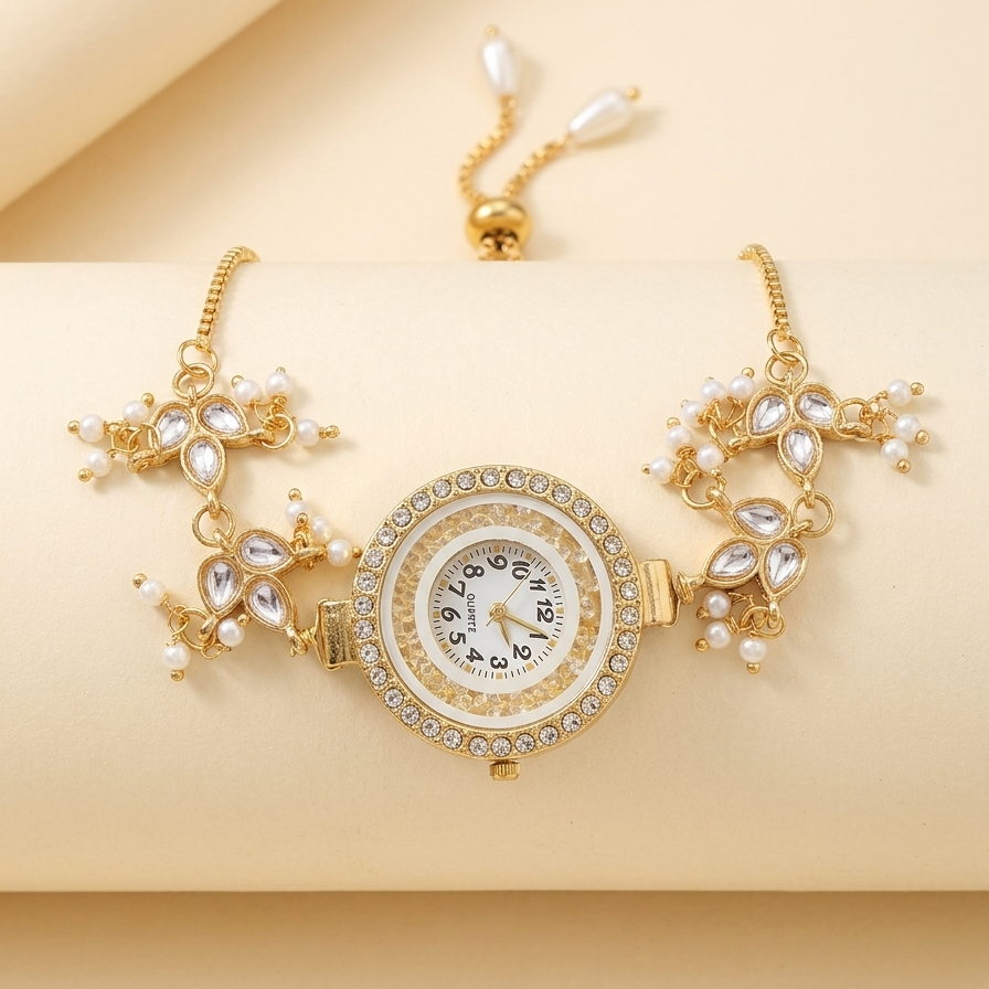 Kundan Glass Beads Handmade Watch