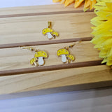 MUSHROOM CHARM EARRINGS AND PENDANT