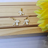 MUSHROOM CHARM EARRINGS AND PENDANT