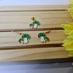 MUSHROOM CHARM EARRINGS AND PENDANT