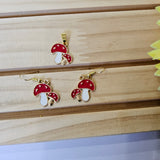 MUSHROOM CHARM EARRINGS AND PENDANT