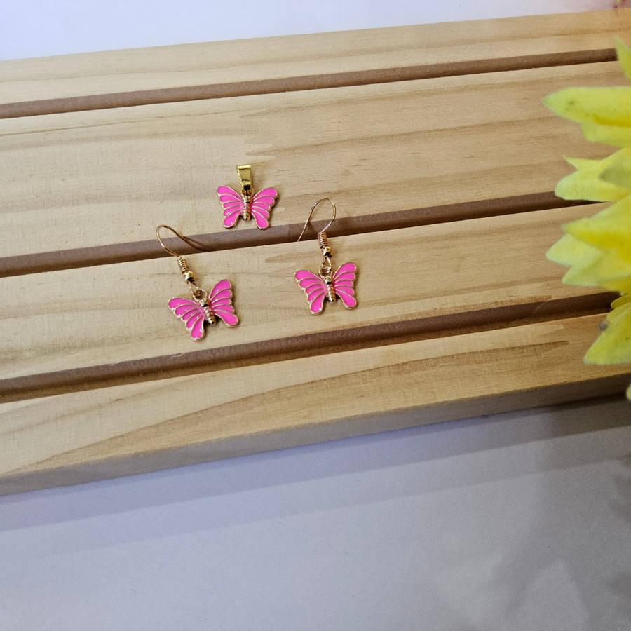 BUTTERFLY PENDANT AND EARRINGS SET