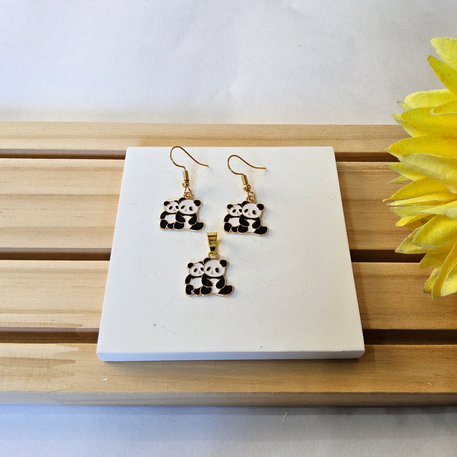 PANDA PENDANT AND EARRINGS SET