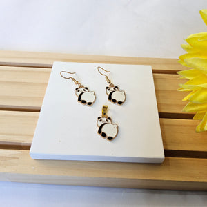 PANDA PENDANT AND EARRINGS SET