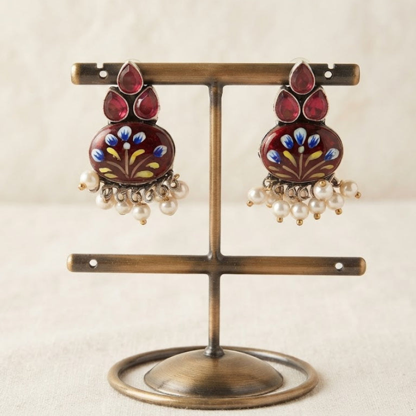 German Silver Meenakari Earrings