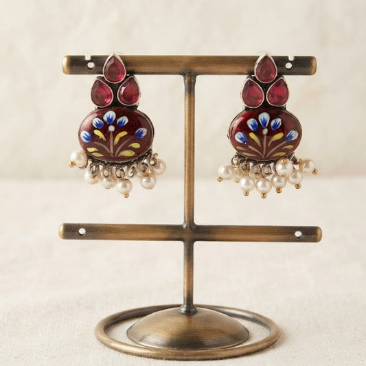 German Silver Meenakari Earrings