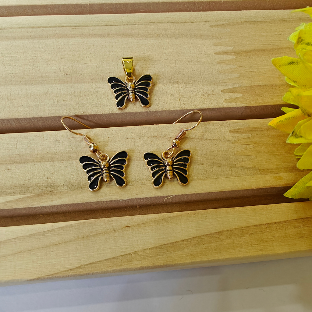 BUTTERFLY PENDANT AND EARRINGS SET