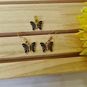 BUTTERFLY PENDANT AND EARRINGS SET