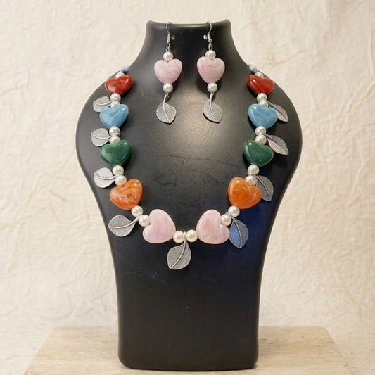 Heart Chemical Stone Necklace Set
