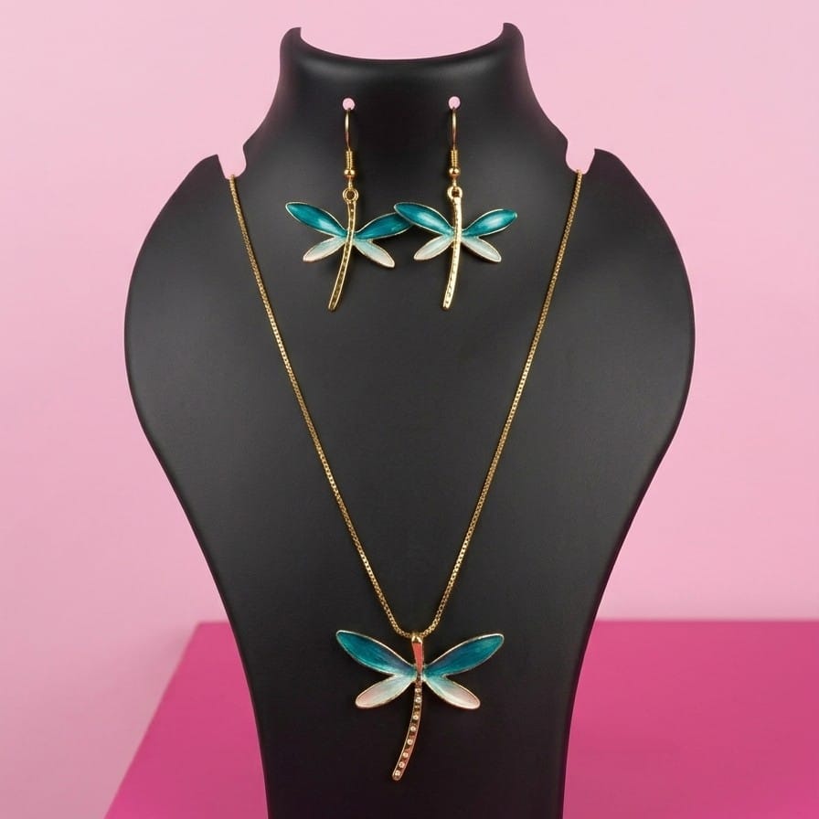Dragonfly Anti-Tarnish Necklace Set