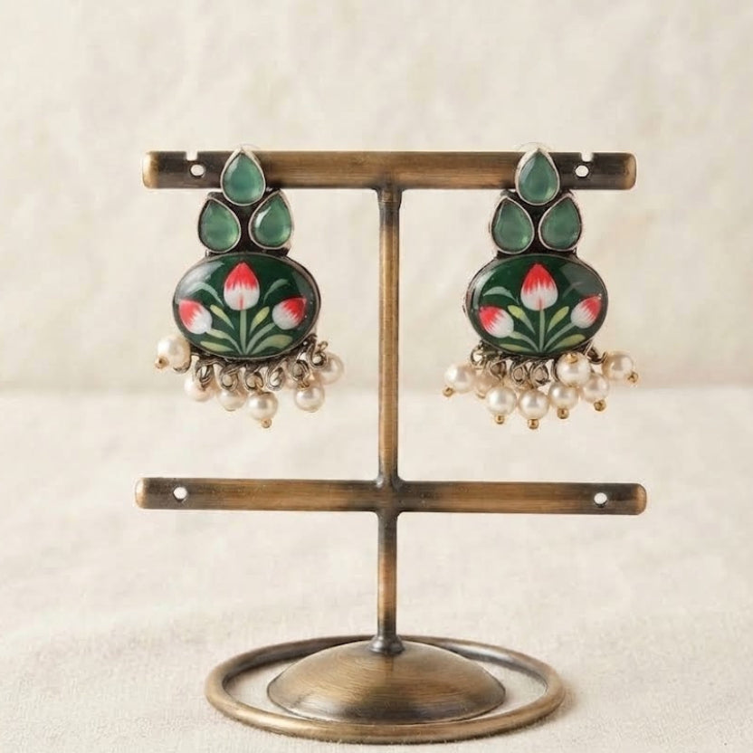 German Silver Meenakari Earrings