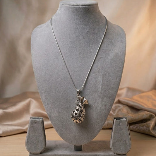 German Silver Neckalce - Starred Pouch