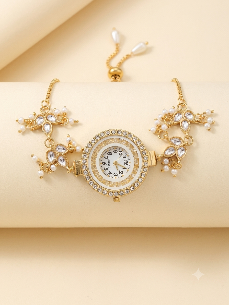 Kundan Glass Beads Handmade Watch