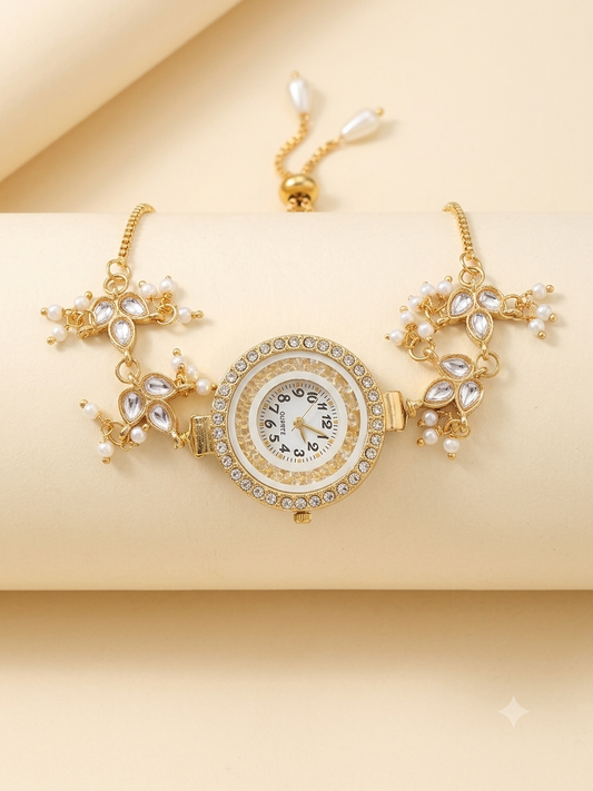 Kundan Glass Beads Handmade Watch